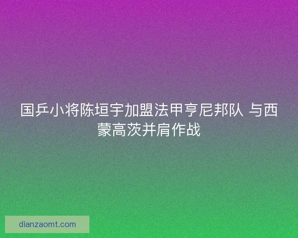 国乒小将陈垣宇加盟法甲亨尼邦队 与西蒙高茨并肩作战